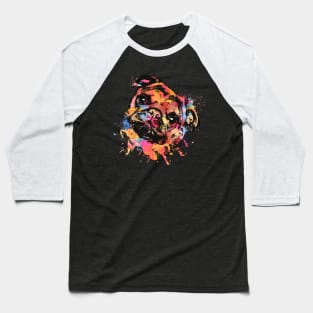 Pastel Paint Pug dog Baseball T-Shirt
